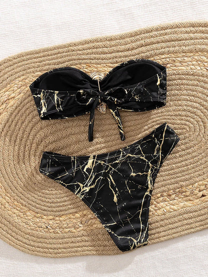 Seashell Bandeau Bikini Women Swimsuits Female Swimwear Thong Bikini Set Brazilian Biquini Swimming Suit Beachwear