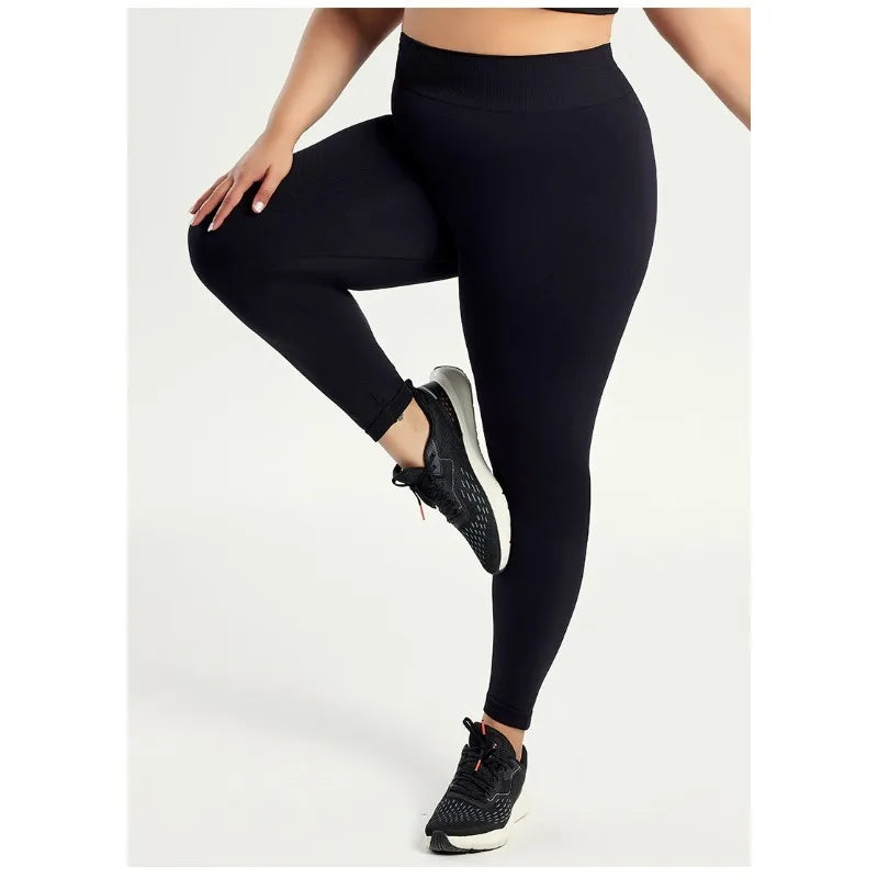 Yoga Pants for Women, Plus Size Running Leggings, High Waist Seamless Long Pants for Obese Fitness