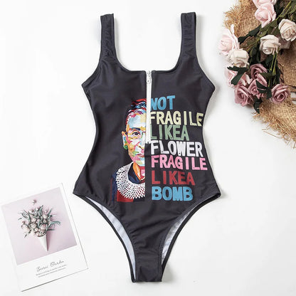 Multi Designs Color Printed Zipper Swimsuit One Piece Swimwear Women Floral Bathers Bathing Swimming Swim Suit Female Beachwear