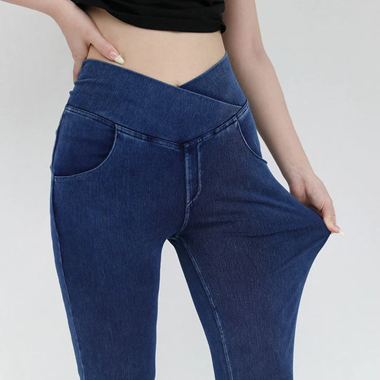 Jeans Style Design For Women Leggings Yoga Pants Denim Bell-bottoms Soft Elastic Breathable High waist 4 Pockets Women's Pants