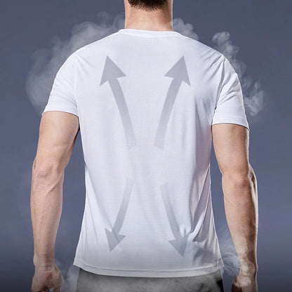 Mens Short Sleeve Sport t Shirt Quick Dry Running t-Shirt Breathable Fitness Shirt Top Ice Silk Gym Football Jerseys Man Clothes