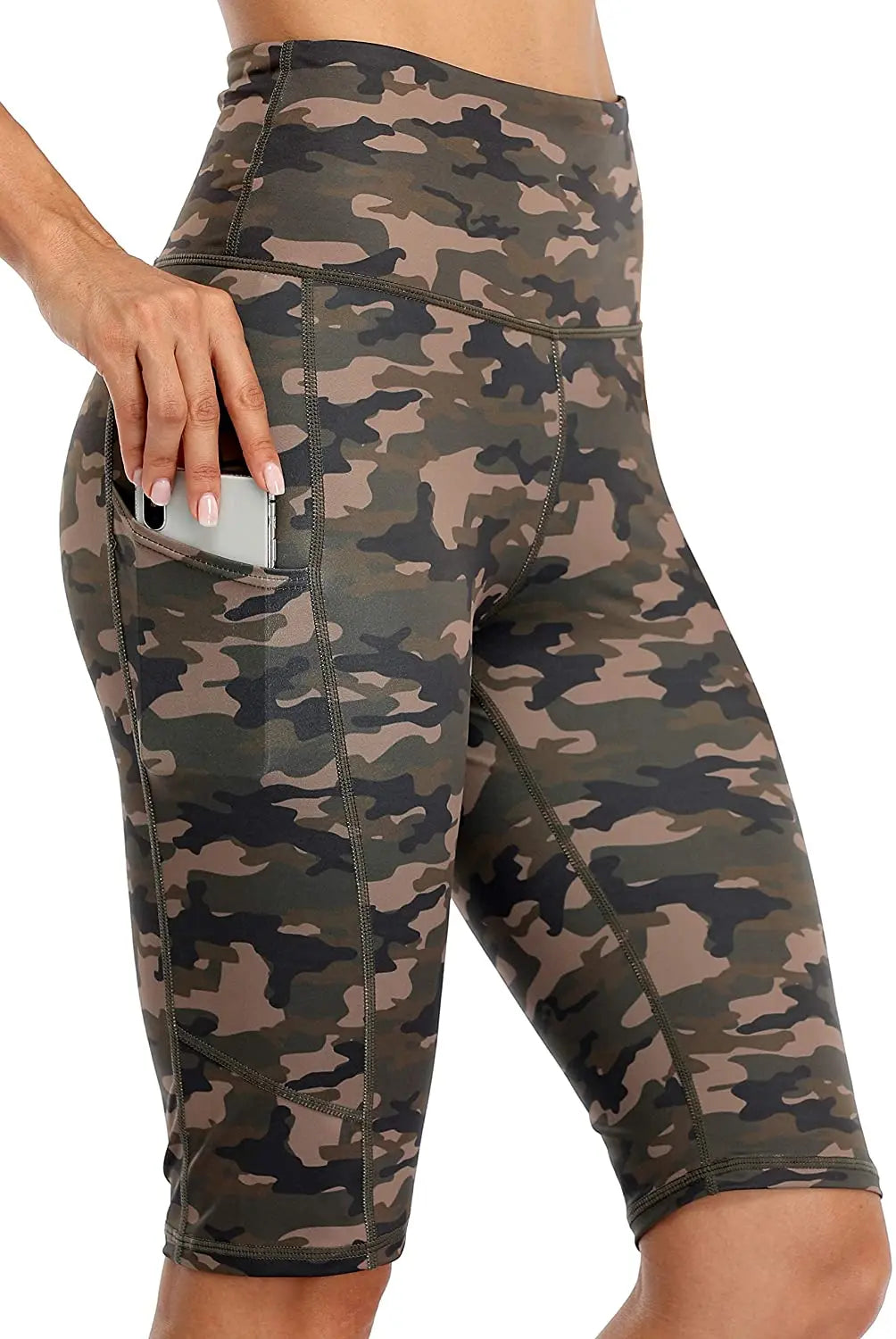 Anfilia Women Yoga Shorts Jogging  Running Sports Shorts  High-waist with Side Pockets Workout Shorts