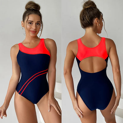 Woman Swimsuit One Piece Sport Swimwear Bathing Suit Women Summer Beachwear Patchwork Bath Suit Cut Out Swim Suit
