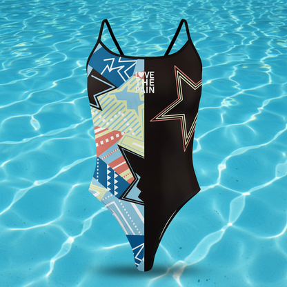 Summer Women Thin Shoulder Straps Monokini Print Swimsuit Women Swimwear Long-Duration Training Bathing Suit Bathers Pool Training Squad