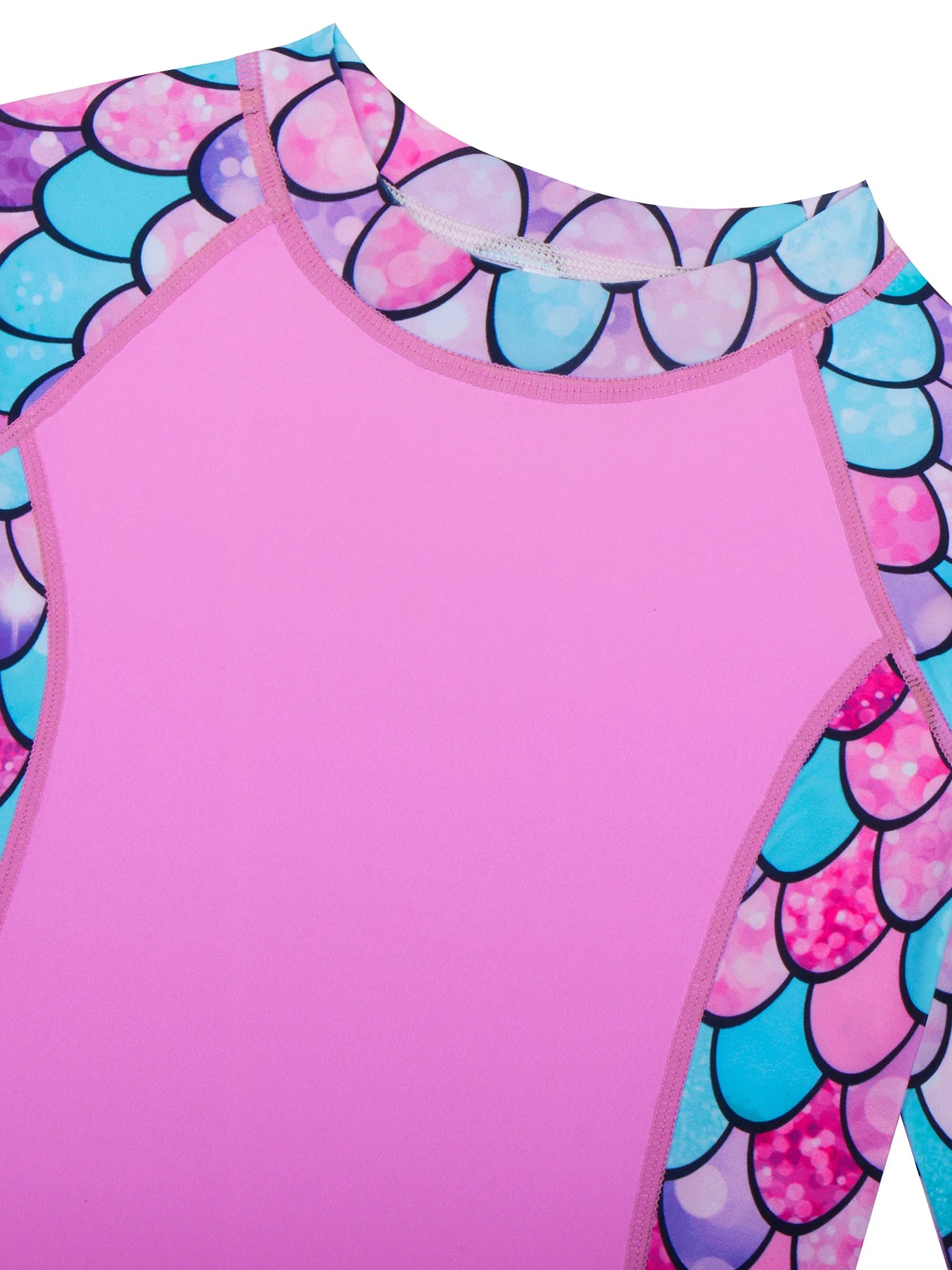 2-Piece Swimwear Kids Girl Long-Sleeved Swimsuit Scale Print Swimming Suit Beach Pool Tops & Boyleg Swim Shorts Summer Pink Sets