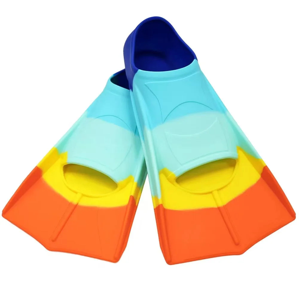 Silicone Swimming Flippers Snorkel Fins Short Frog Shoes Professional Training Breaststroke Scuba Diving Snorkel Men Women