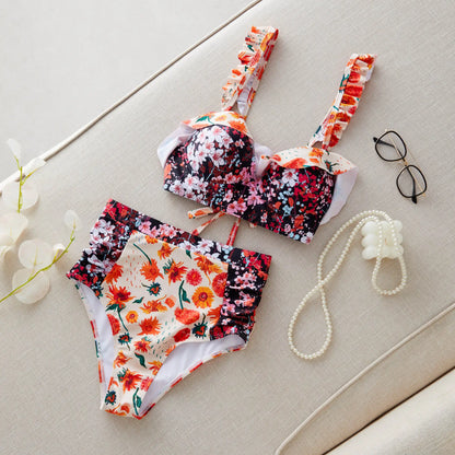 Brazilian Bikini Set Women Print Biquini Female Cut Bikinis Swimwear Push Up Swimsuit Bath Suit