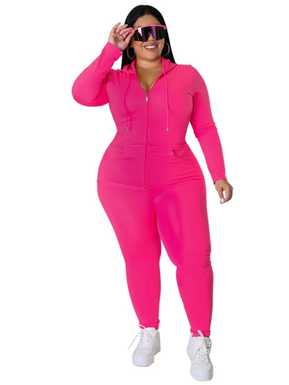 Wmstar Plus Size Two Piece Outfits Women Hoodies Sweatsuit Leggings Pants Sets Solid Stretch Matching
