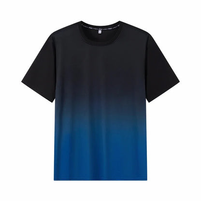 Men's Gradient T-shirt Plus Size 7XL 110-175KG Loose Short Sleeve Tees Men Fashion Round Collar Leisure Oversized Tops