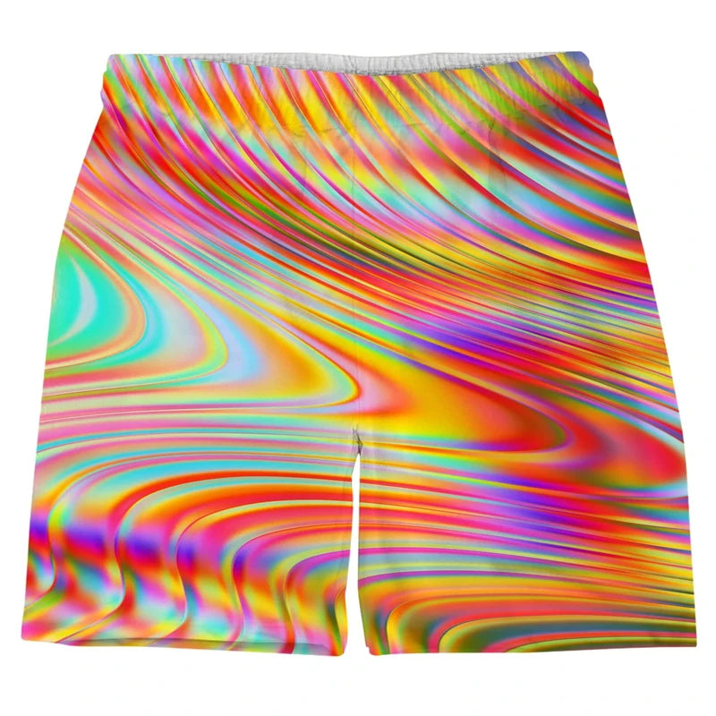 Colorful Psychedelic Pattern Men Short Pants 3D Printed Summer Hawaii Holiday Beach Shorts Male Fashion Hip Pop Sport Gym Trunks