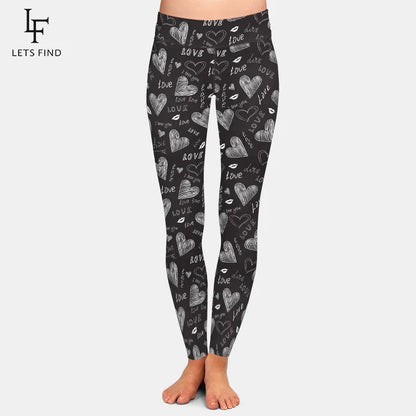 High Waist Women Fitness Leggings Fashion 3D Valentine's Pattern Printing Elastic Warm Slim Leggings