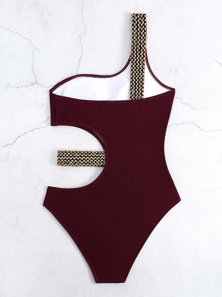 One Shoulder Swimsuit Women One Piece Hollow Out Swimwear Female Bodysuit Bathing Swimming Suit Bathers Beachwear