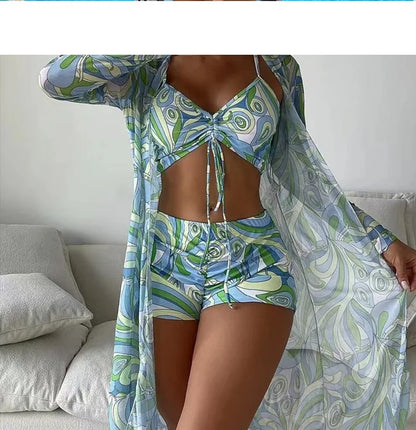 Color Print Swimsuits Bikini Sets Female Swimwear Sports Beach Wear Two-Piece Bathing Suit Girls Pool Women Swimming Suit