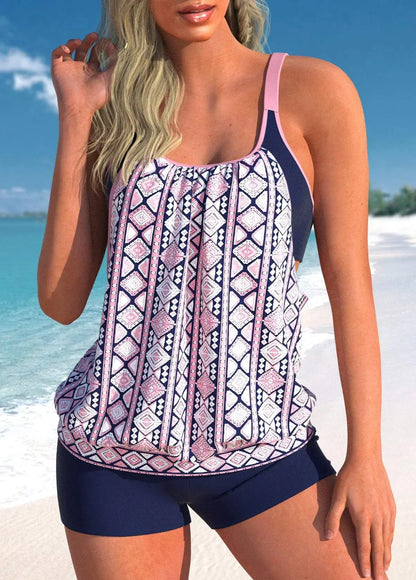 Women's Holiday Resort Style Swimwear Fashion Design Marble Print Swimsuit Two Piece Set S-6XL