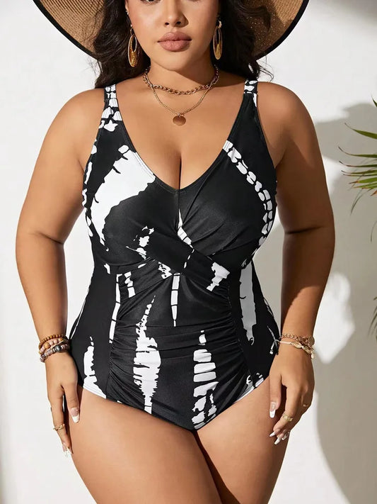 Plus Size Swimsuit Woman One-Piece Bikini Push Up High Waist Swimwear Women Bathing Suit Beach Swimming Suit Monokini