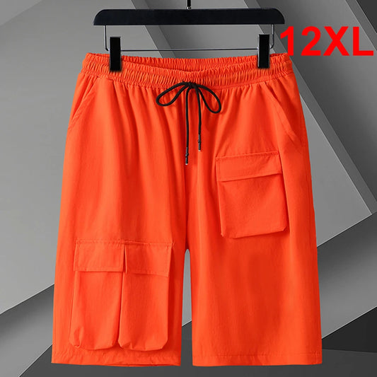 12XL 11XL Plus Size Shorts Men Summer Cargo Shorts Fashion Casual Orange Short Pants Big Size 12XL Bottom Solid Color