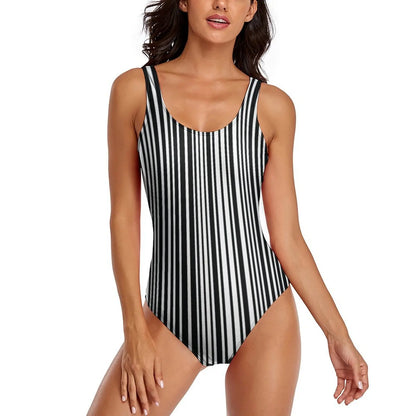 Geometric Art Swimsuit Yellow Brick Road Print One-Piece Swimwear Push Up Elegant Monokini Beach Pattern Swimsuits