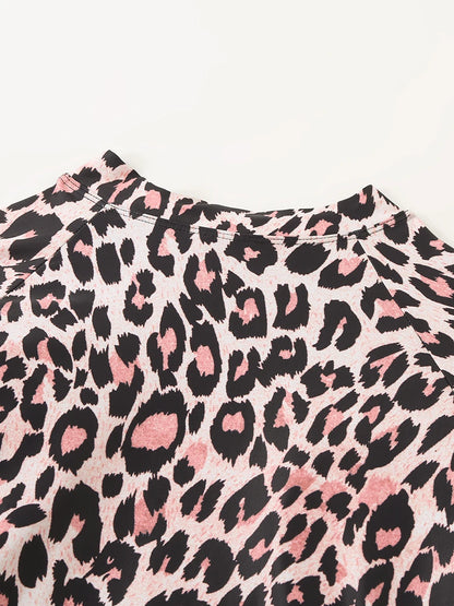 Leopard Long Sleeve Surfing Swimsuit With Zipper Women Swimwear Female Bathers Bathing Swimming Swim Suit Beachwear
