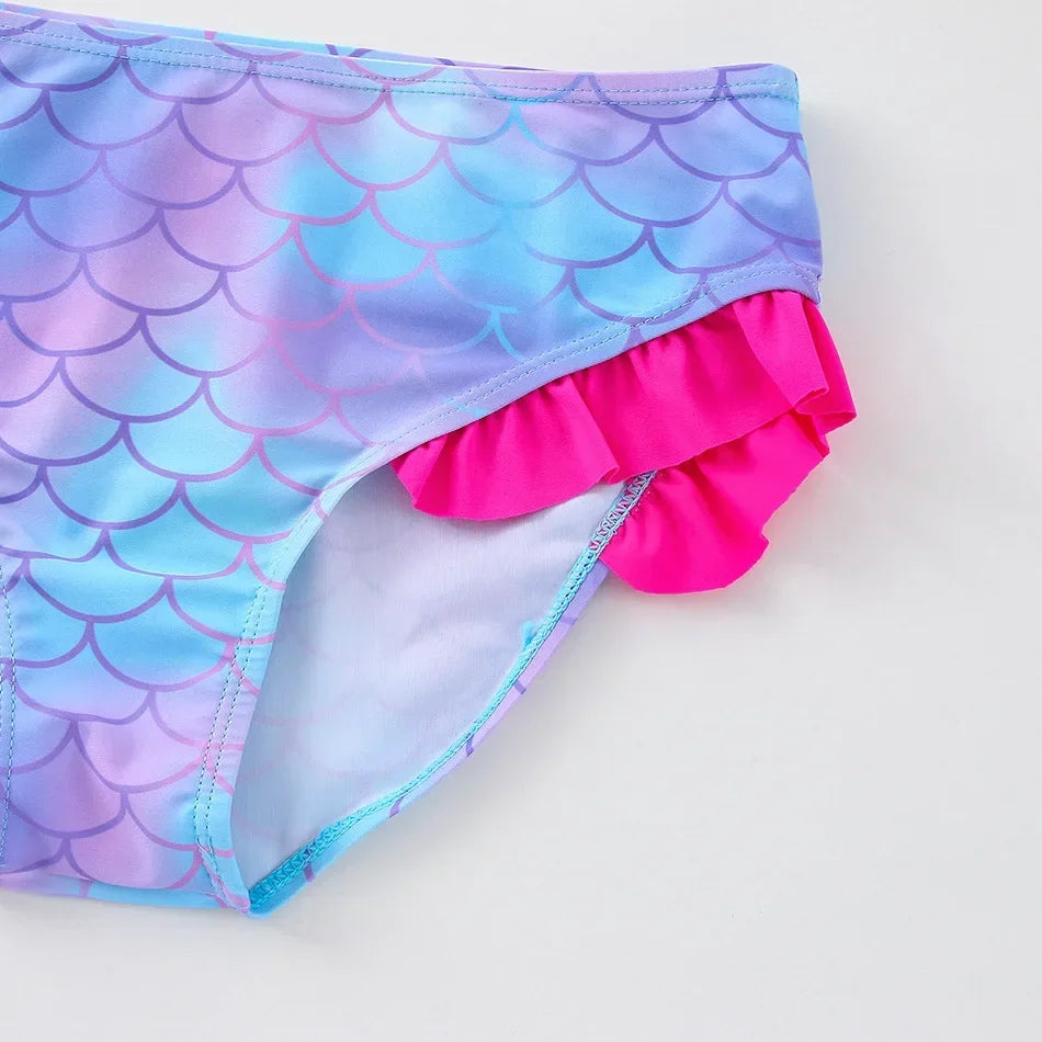 2-10Years New Fashion Kids Fish Scale Bikini Set Lovely Two Pieces Child Swimwear Cute Girl Flouncing Swimsuit Summer Beachwear