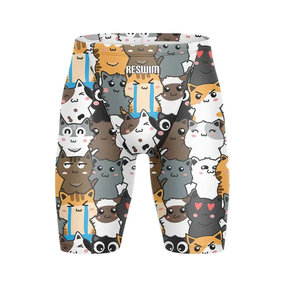Cartoon Swim Jammer Endurance Athletic Training Swimsuit Men's Beach Swimming Trunks Lycra Swimwear Jammers GYM Tight Surf Shorts