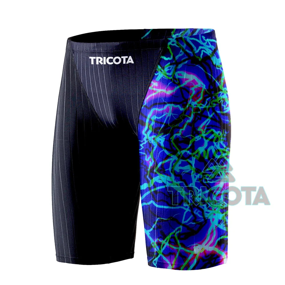 Men Swim Jammer Swimwear Shark Skin Lycra Fiber High Level Male Swimming Quick-Dry Swimwear Trunk Training Race Pants Surfing
