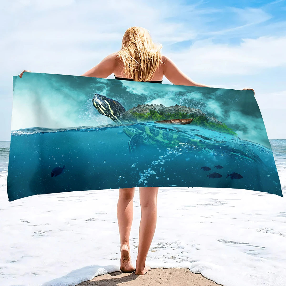 Adults Oversized Beach Towels Sand Free Sea Turtle Beach Towels Quick Dry Large Bath Towels Microfiber Lightweight Travel Towel
