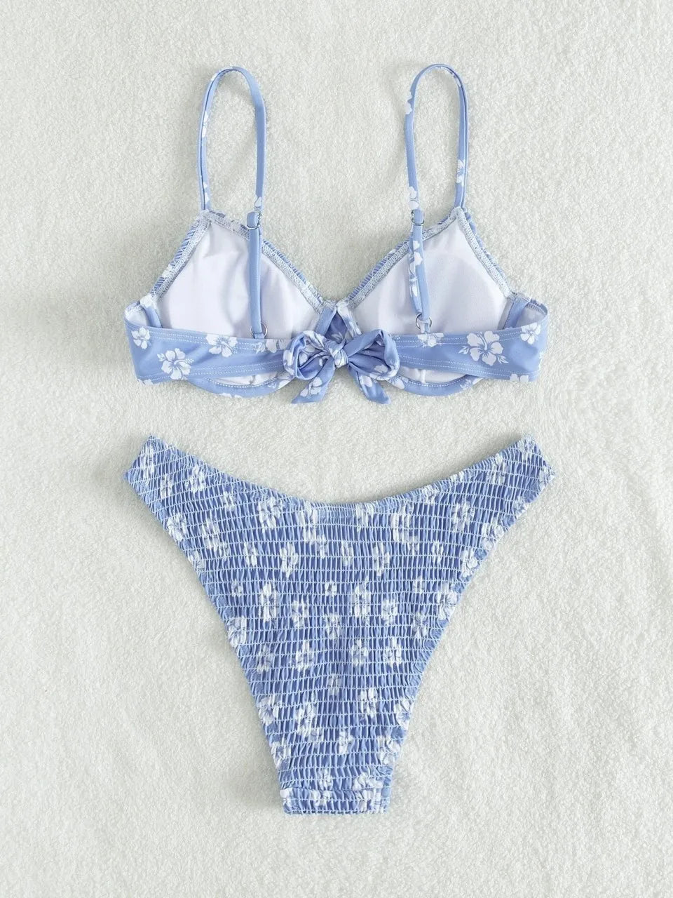 Strappy Bikinis Ribbed Solid Swimsuit Women Push Up Swimwear Female Bathers Bathing Swimming Suit Printed Beachwear Summer