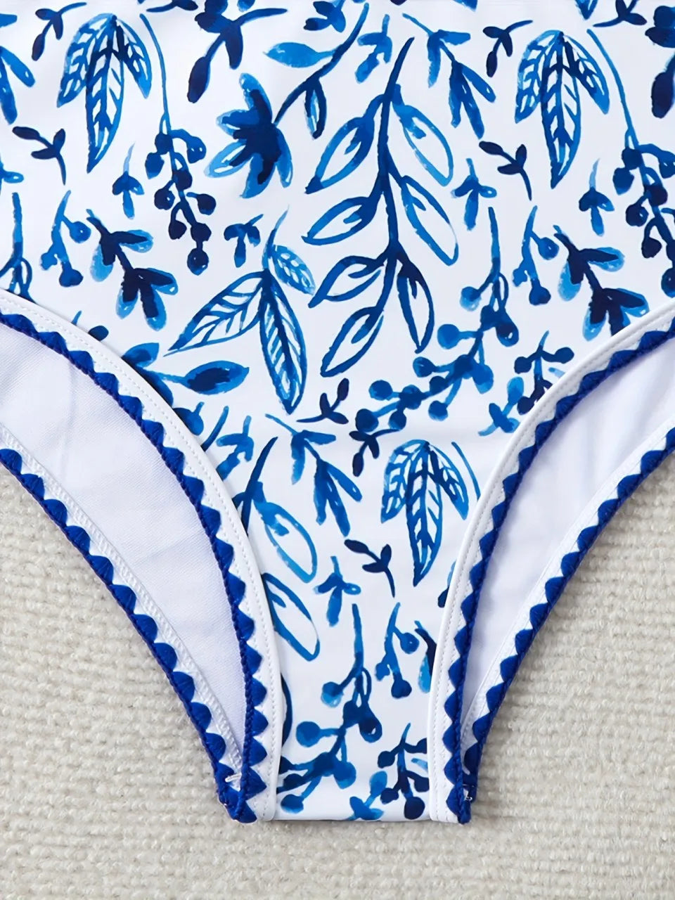 Strappy Bikinis Printed Triangle Swimwear Female Stitch Detail Swimsuit Women Bather Bathing Swimming Suit Beachwear