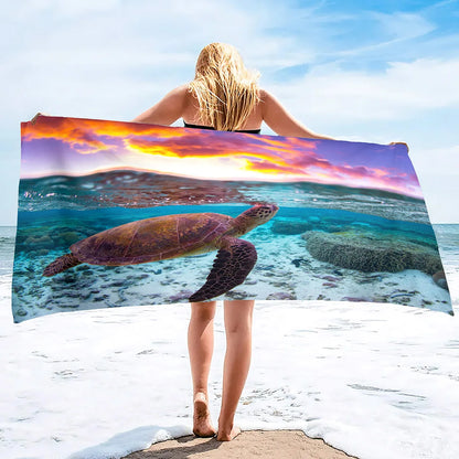Adults Oversized Beach Towels Sand Free Sea Turtle Beach Towels Quick Dry Large Bath Towels Microfiber Lightweight Travel Towel