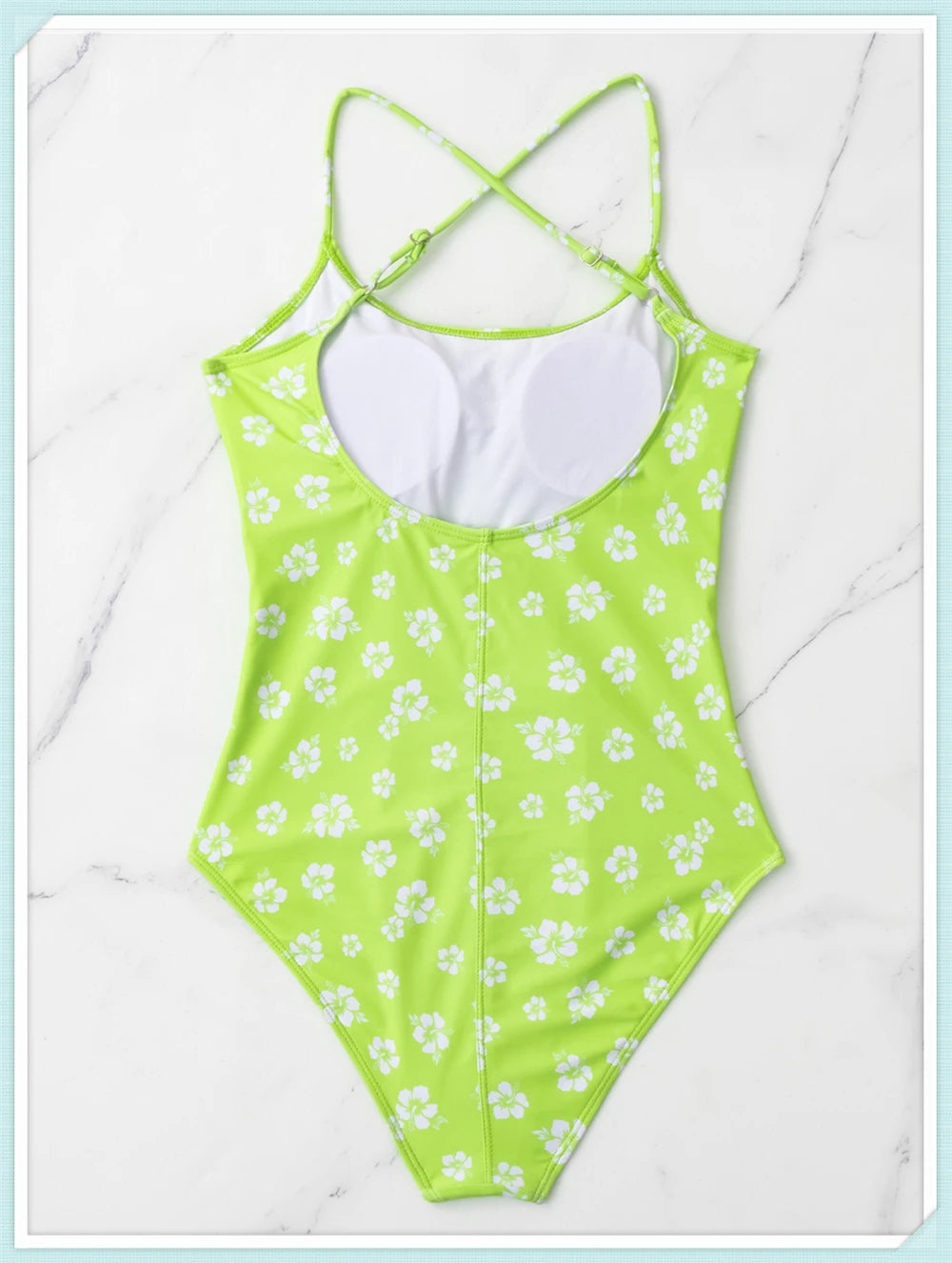 Straped Criss Back One Piece Swimsuit Vintage Swimwear Women Floral Print Bathing Suit Female Front Fold Beachwear Bodysuit