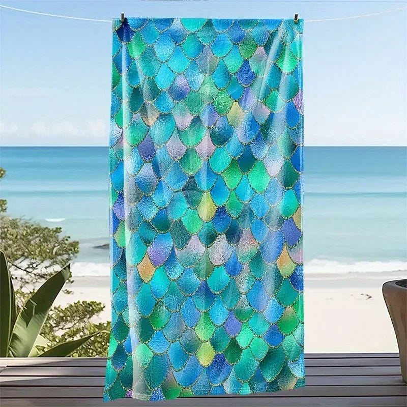 1pc Mermaid Scale Beach Towel: Dive into Style at the Shore! Suitable for towels, bath towels, beach towels