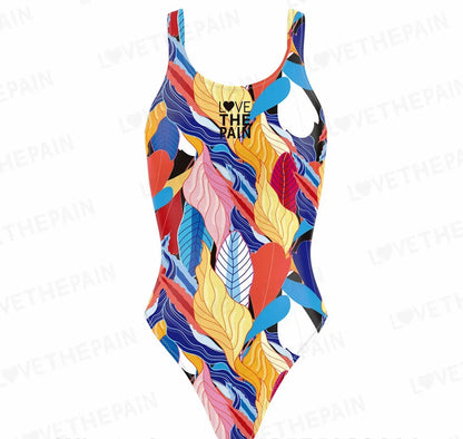 Love The Pain Women Swimsuit One Piece Backless Swimwear Slimming Beach Wear Summer Vintage Bathing Suits
