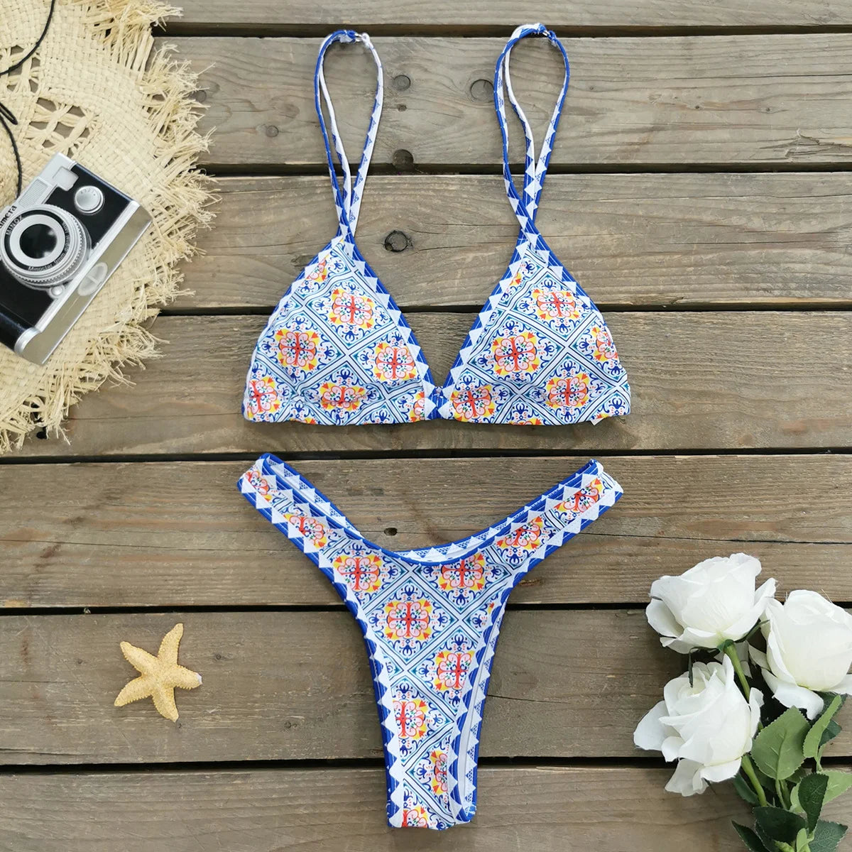 Brazilian Bikini Set Women Print Biquini Female Cut Bikinis Swimwear Push Up Swimsuit Bath Suit