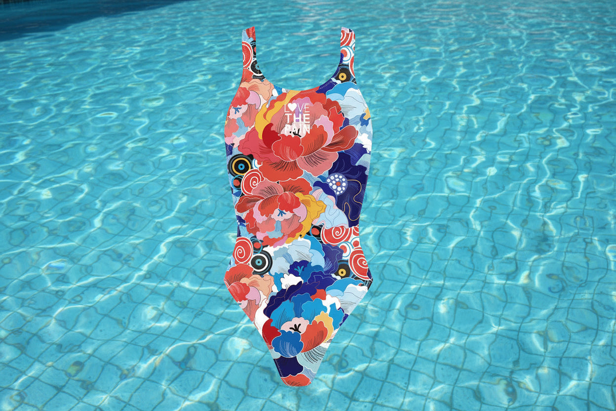 Women One-piece Swimsuit Printed Swimsuit Professional Team Swimming Pool Training Push Up Swimsuit