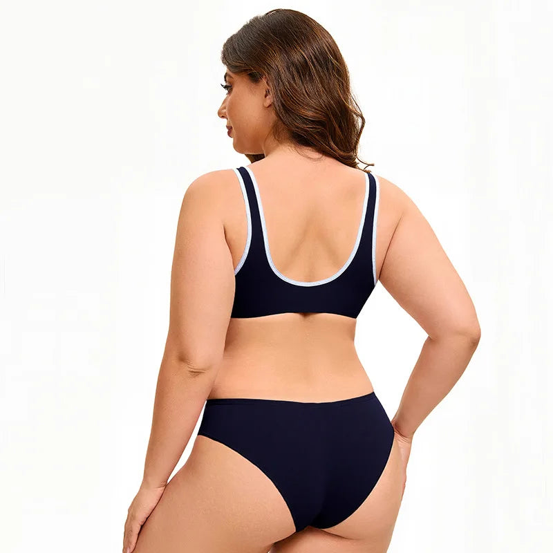 Plus Size Women Two Pieces Bikinis Sets Cut-Out Underwire Bikini Swimsuit with Beach Skirt Solid Swimwear Bathing Suit