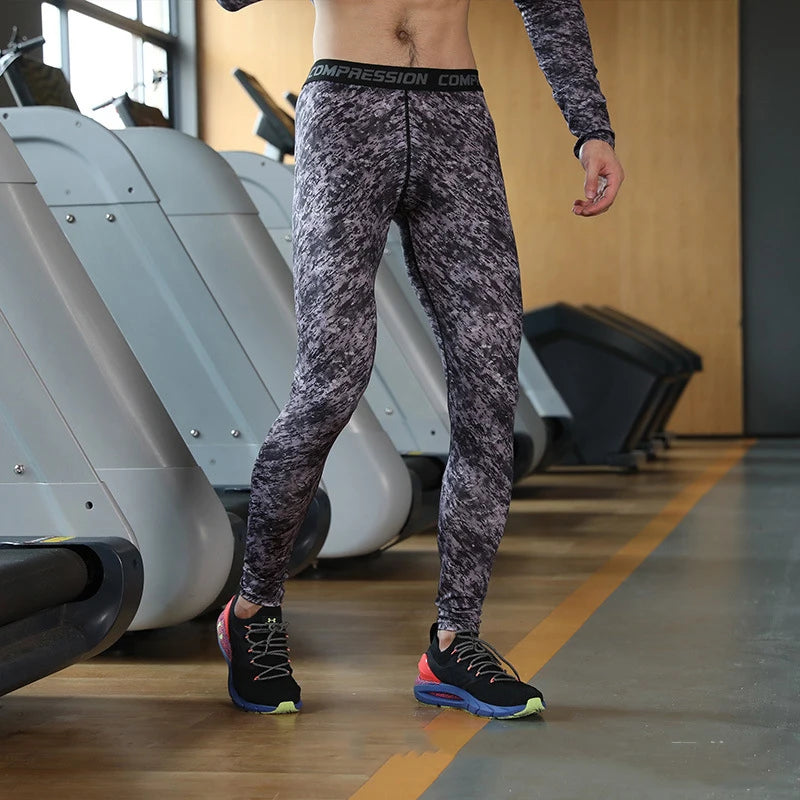 Men Camouflage Tights Man Fitness Compression Pants Quick-drying Rashguard Elastic Leggings for Gym Training