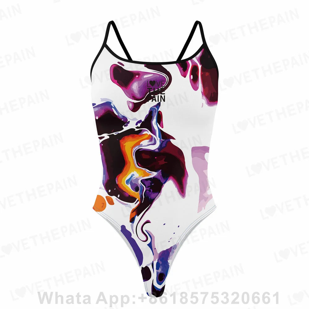 Love The Pain One Piece Swimsuit Women One-piece Athletic Swimwear Pro Training Race Swimwear Monokini Beach Bathing Suit