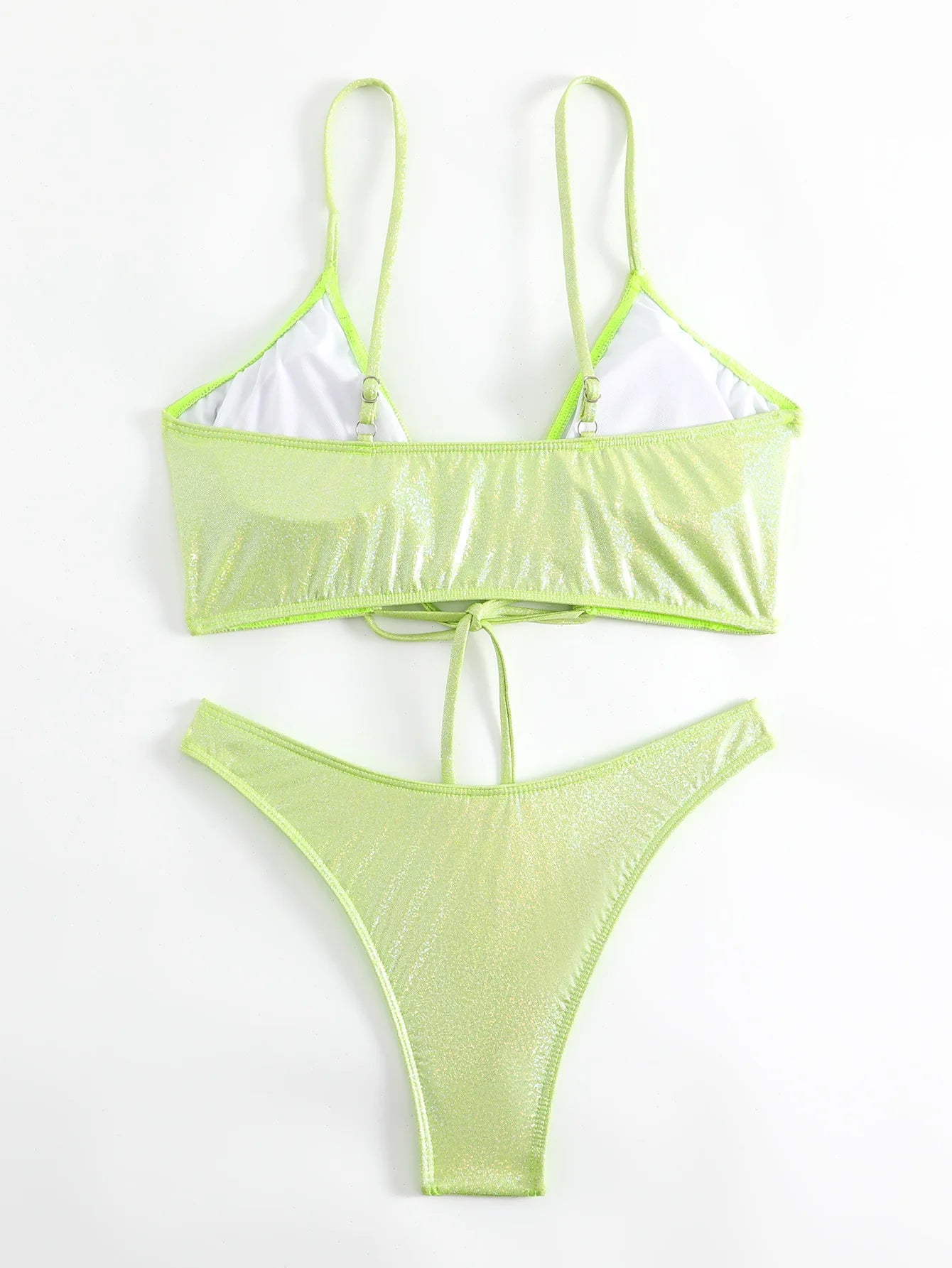 Solid Strapped Swimwear Women High Cut Thong Bikini Push Up Cross Hollow Swimsuit Summer Beach Bathing Suit