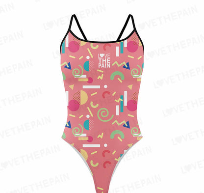 Love The Pain Spaghetti straps Women Swimwear Back Swimsuit One Piece Comfortable Suit printing Functional Swimwear