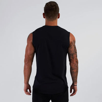 Cotton V-neck Fitness Tank Top Men Summer Muscle Vest Gym Clothing Bodybuilding Sleeveless Shirt Workout Sports Singlets