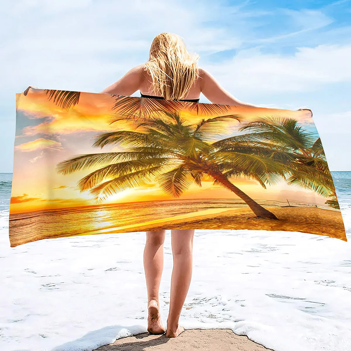 Extra Large Coconut Tree Beach Towel Sand Free Extra Large Cool Beach Towel for Women, Quick Dry Highly Absorbent Beach Towel