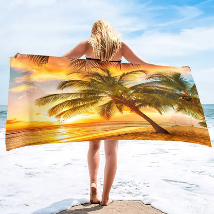 Extra Large Coconut Tree Beach Towel Sand Free Extra Large Cool Beach Towel for Women, Quick Dry Highly Absorbent Beach Towel