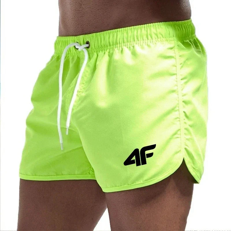 Men's Shorts Beach Trunks Summer Swim Gym Pants Quick Drying Swimming Homme Surf Ventilate Drawstring Fashion Casual Daily