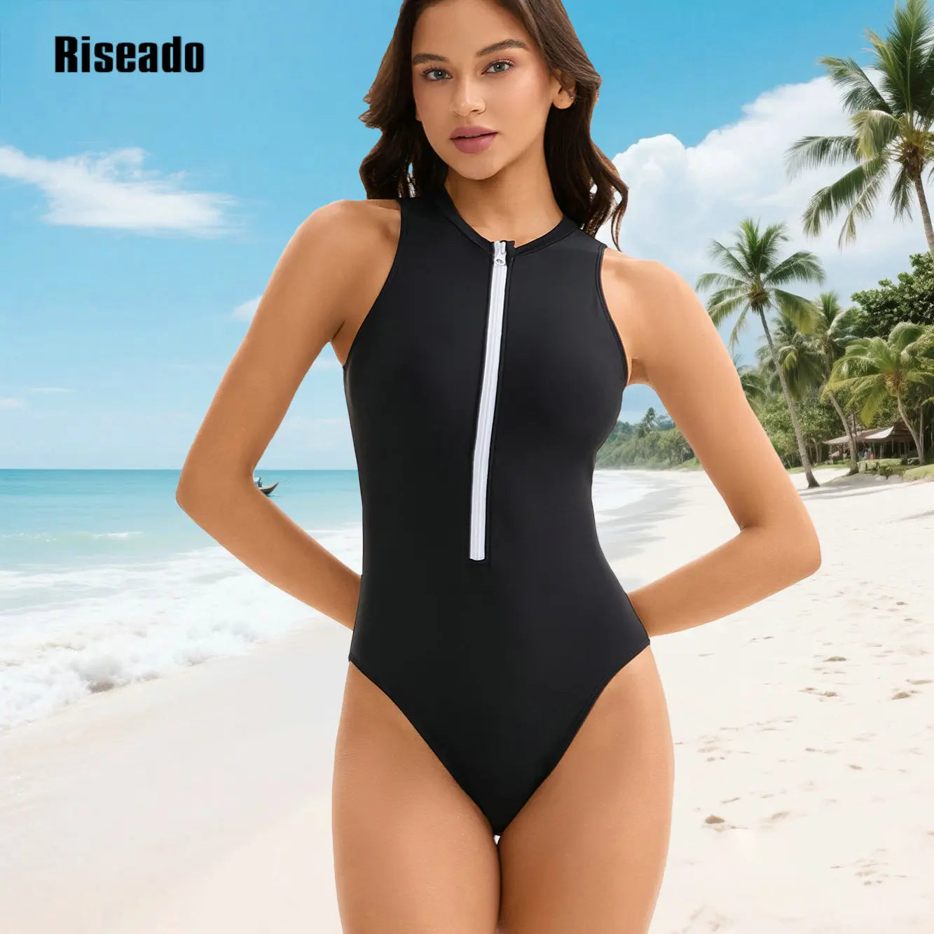 Women Retro One Piece Swimsuit High Neck Slimming Bathing Suit Tummy Control Athletic Beachwear