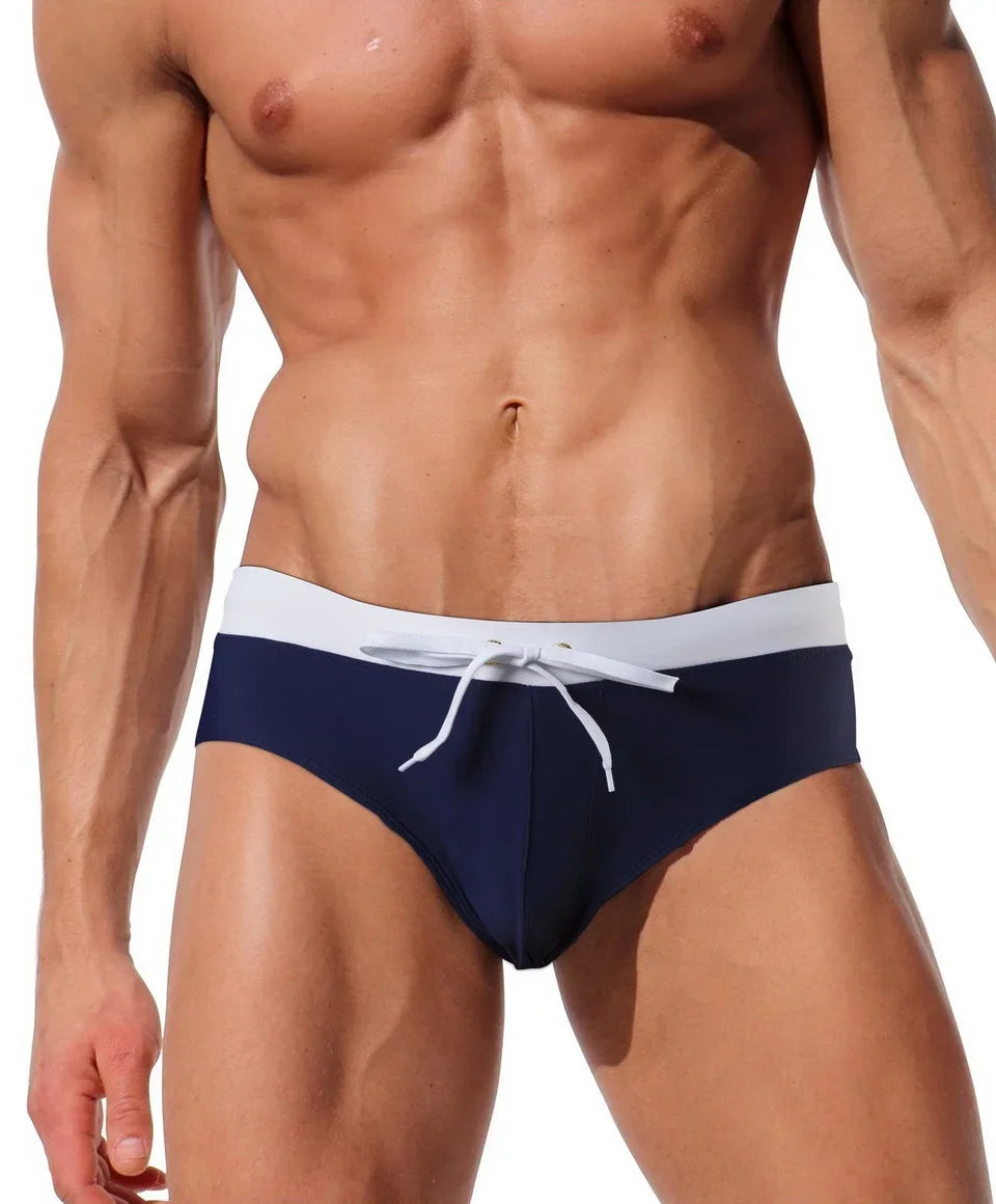 Swimwear Man Back Zipper Swim Trunks Beach Shorts Surfing Shorts Swimming Briefs