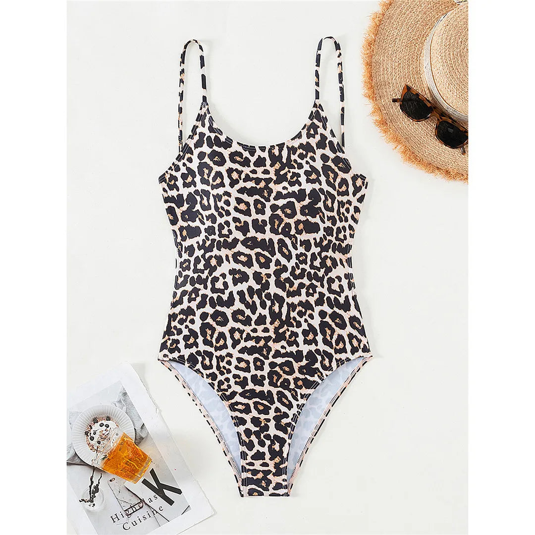 S - XL Leopard Backless High Leg Cut Women Swimwear One Piece Swimsuit Female Monokini Padded Bather Bathing Suit Swim