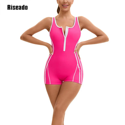 Swimsuit for Women Abdomen Control Boyleg Sport One Piece Beachwear Athletic Cross Back Swimwear Training Bathing Suit