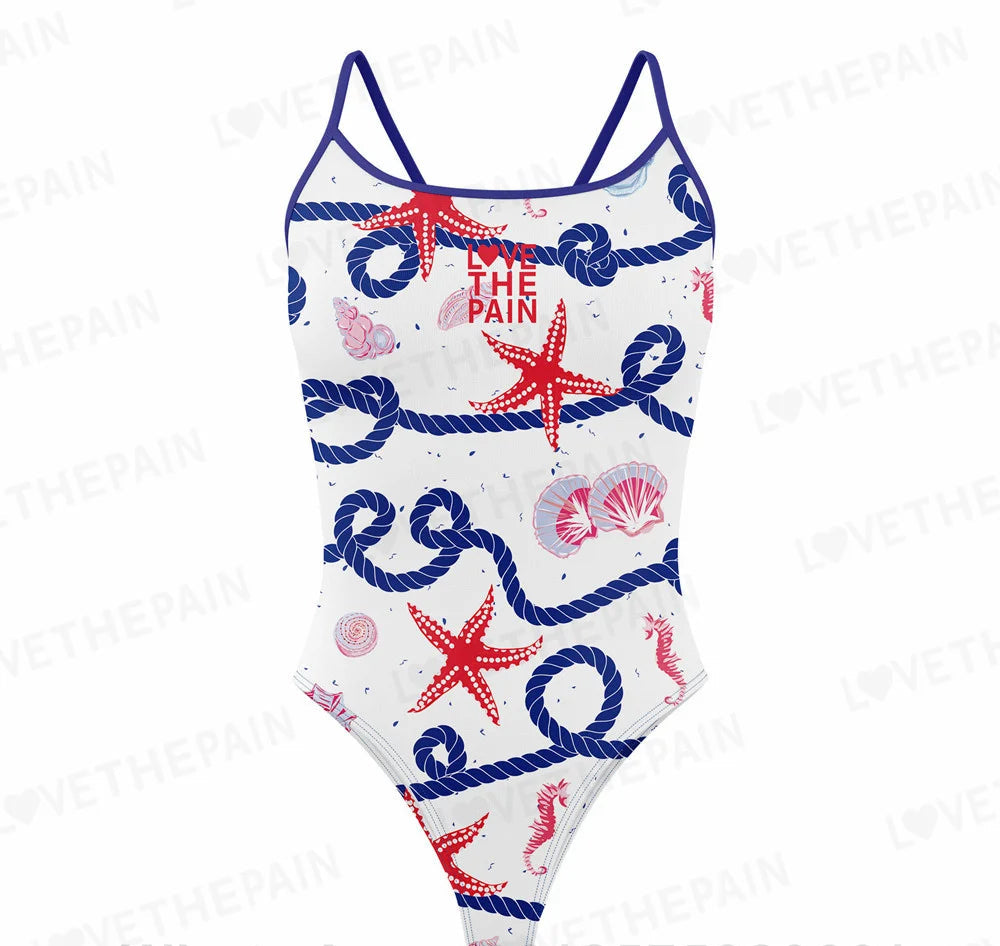 Love The Pain Leopard Print One Piece Swimsuit Thin Straps Versatile V-back Women's Swimwear Monokini Triathlon Swimsuit