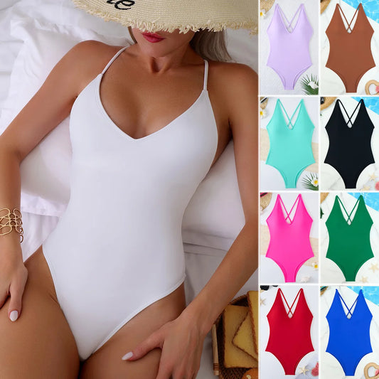 Choice Of Color One-Piece Swimming Suit Women's Swimwear Fixed Chest Pad Bathers