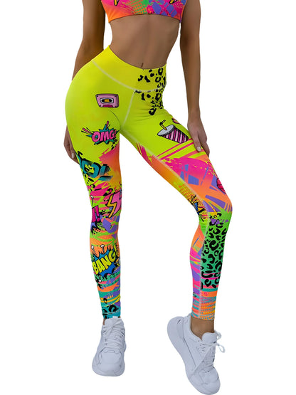 Women's 50-color high-waist printed yoga pants, hip-lifting tight quick-drying sports yoga pants
